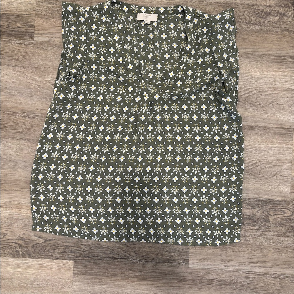 LOFT Olive Floral Blouse